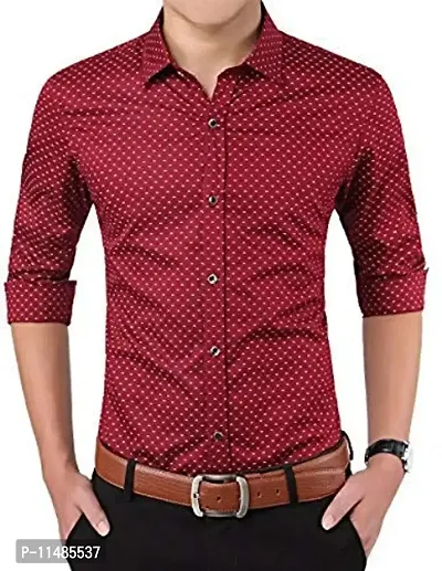 CYCUTA Men's Regular Fit Shirt (JGJFHKP-7810_Maroon_L)