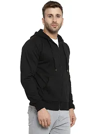 CYCUTA Men's Plain Full Sleeves Regular Fit Cotton Ziper Hoodie Sweatshirt for Men (Multicolor and Size M=38,L=40,XL=42) (Black, S)-thumb1