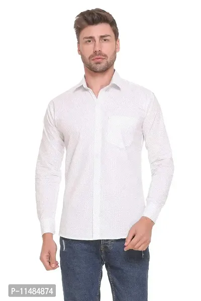 CYCUTA Polka Print Cottton Shirts for Men,Pure Cotton Shirts for Men, Available Sizes M=38,L=40,XL=42 (White, Large)-thumb0