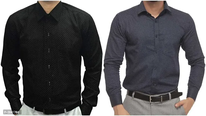 Multicoloured Cotton Solid Regular Fit Formal Shirt Pack Of 2