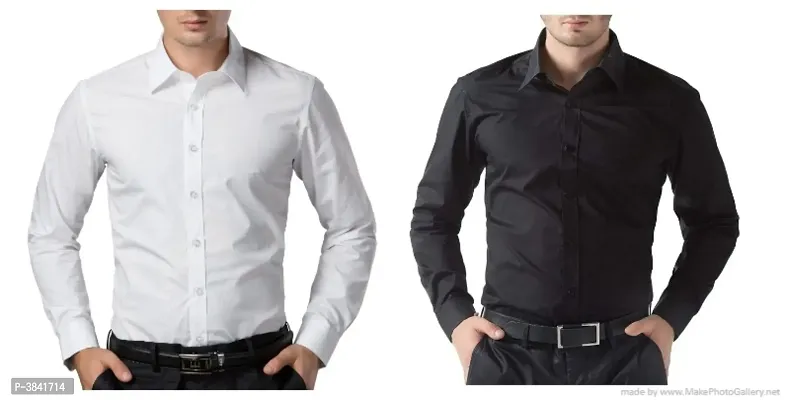 Multicoloured Cotton Solid Regular Fit Formal Shirt Pack Of 2