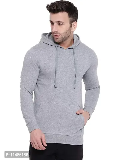 CYCUTA Men's Plain Full Sleeves Regular Fit Cotton Fleece Round Neck Hooded Sweatshirt for Winter Wear (Multicolor and Size M=38,L=40,XL=42) (LightGrey, XL)