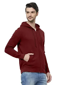 CYCUTA Men's Plain Full Sleeves Regular Fit Cotton Ziper Hoodie Sweatshirt for Men (Multicolor and Size M=38,L=40,XL=42) (Maroon, XL)-thumb1