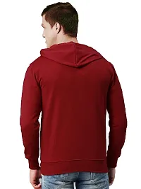 CYCUTA Men's Regular Fit Hooded Neck Cotton Blend Full Sleeve Hoodie Sweatshirt with Zipper Multicolor (XL, Maroon)-thumb2