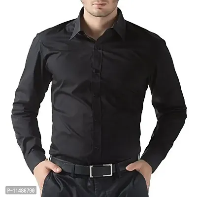 CYCUTA Cottton Shirts for Men,Formal Use Shirts for Men, Available Sizes M=38,L=40,XL=42 (Black, Small)