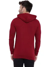 CYCUTA Men's Plain Full Sleeves Regular Fit Cotton Fleece Round Neck Hooded Sweatshirt for Winter Wear (Multicolor and Size M=38,L=40,XL=42) (Maroon, L)-thumb3