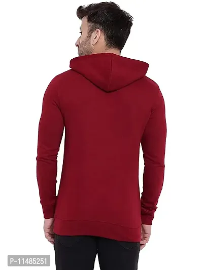 CYCUTA Men's Plain Full Sleeves Regular Fit Cotton Fleece Round Neck Hooded Sweatshirt for Winter Wear (Multicolor and Size M=38,L=40,XL=42) (Maroon, L)-thumb4