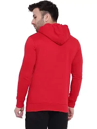 CYCUTA Men's Plain Full Sleeves Regular Fit Cotton Fleece Round Neck Hooded Sweatshirt for Winter Wear (Multicolor and Size M=38,L=40,XL=42) (Red, L)-thumb3