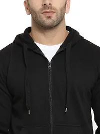 CYCUTA Men's Plain Full Sleeves Regular Fit Cotton Ziper Hoodie Sweatshirt for Men (Multicolor and Size M=38,L=40,XL=42) (Black, S)-thumb2