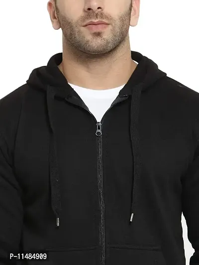 CYCUTA Men's Plain Full Sleeves Regular Fit Cotton Ziper Hoodie Sweatshirt for Men (Multicolor and Size M=38,L=40,XL=42) (Black, S)-thumb3