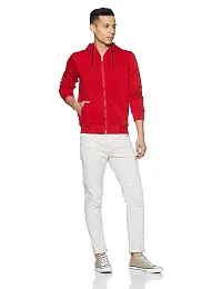 CYCUTA Men's Plain Full Sleeves Regular Fit Cotton Ziper Hoodie Sweatshirt for Men (Multicolor and Size M=38,L=40,XL=42) (Red, XL)-thumb2