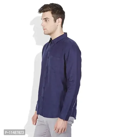 CYCUTA Plain Cottton Shirts for Men,Pure Cotton Shirts for Men, Available Sizes M=38,L=40,XL=42 (Navy, Small)-thumb2