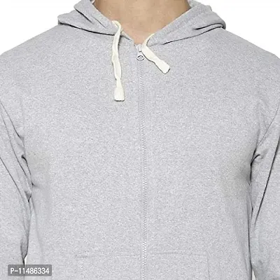 CYCUTA Men's Plain Full Sleeves Regular Fit Ziper Hoodie Sweatshirt for Winter wear (Multicolor and Size M=38,L=40,XL=42) (Light Grey, M)-thumb3