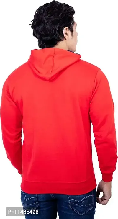 CYCUTA Men's Plain Full Sleeves Regular Fit Polycotton Fleece Round Neck Hooded Sweatshirt for Winter Wear (Multicolor and Size M=38,L=40,XL=42) (Red, L)-thumb3