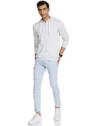 CYCUTA Men's Plain Full Sleeves Regular Fit Cotton Ziper Hoodie Sweatshirt for Winter wear (Multicolor and Size M=38,L=40,XL=42) (LightGray, M)-thumb1