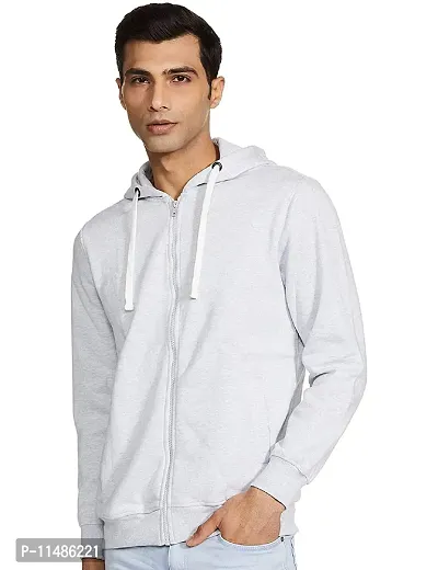 CYCUTA Men's Plain Full Sleeves Regular Fit Cotton Ziper Hoodie Sweatshirt for Winter wear (Multicolor and Size M=38,L=40,XL=42) (LightGray, M)-thumb0