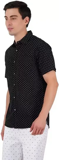 Polka Print Dot Cotton Half Sleeve Formal Wear Cotton Shirts for Men,Available Sizes M=38,L=40,XL=42 (S, Black)-thumb1