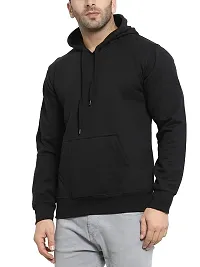 Men's Plain Full Sleeves Regular Fit Premium Rich Cotton Pullover Round Neck Hooded Sweatshirt for Men (Multicolor and Size M=38,L=40,XL=42) (Black, S)-thumb1