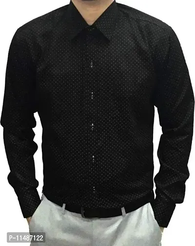 CYCUTA Polka Print Cottton Shirts for Men,Formal Use Shirts for Men, Available Sizes M=38,L=40,XL=42 (Black, Medium)