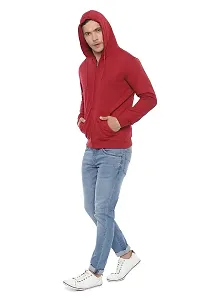 CYCUTA Men's Plain Full Sleeves Regular Fit Cotton Ziper Hoodie Sweatshirt for Winter wear (Multicolor and Size M=38,L=40,XL=42) (Maroon, L)-thumb2