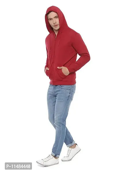 CYCUTA Men's Plain Full Sleeves Regular Fit Cotton Ziper Hoodie Sweatshirt for Winter wear (Multicolor and Size M=38,L=40,XL=42) (Maroon, L)-thumb3