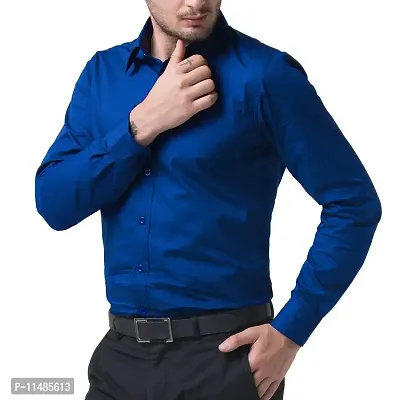 Men's Plain Full Sleeve Shirts for Men for Formal Wear Cotton Shirts,Available Sizes M=38,L=40,XL=42 (M, Blue)-thumb2