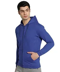 CYCUTA Men's Plain Full Sleeves Regular Fit Ziper Hoodie Sweatshirt for Winter wear (Multicolor and Size M=38,L=40,XL=42) (Blue, XL)-thumb1
