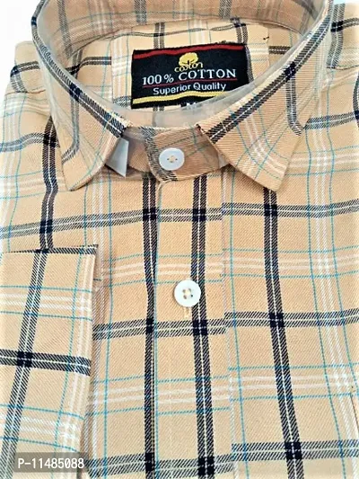 Men's Full Sleeve Check Print Shirts for Men for Formal Wear Cotton Shirts,Available Sizes M=38,L=40,XL=42 (L, Yellow)-thumb3