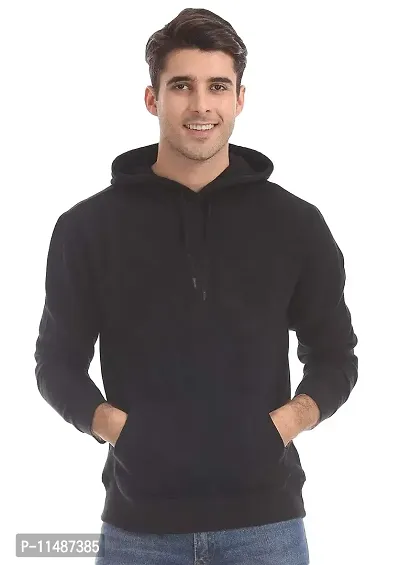 V E N U E Men's Pullover EcoSmart Fleece Hooded SwetShirt Black