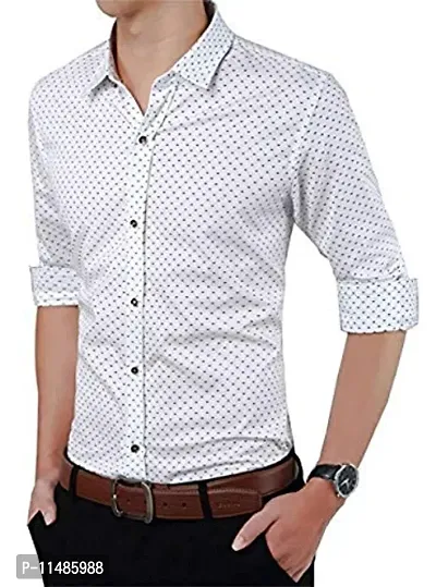 CYCUTA Polka Print Cottton Shirts for Men,Formal Use Shirts for Men, Available Sizes M=38,L=40,XL=42 (White, Large)-thumb3