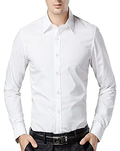 Men's Plain Full Sleeve Shirts for Men for Formal Wear Shirts,Available Sizes M=38,L=40,XL=42 (XL, White)