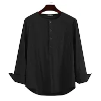 CYCUTA Men's Regular Fit Full Long/Sleeve Cotton Casual wear Mandarin Collar Short Kurta Multicolor Size M=38,L=40,XL42 (XL, Black)-thumb1