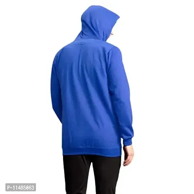 CYCUTA Men's Plain Full Sleeves Regular Fit Polycotton Fleece Round Neck Hooded Sweatshirt for Winter Wear (Multicolor and Size M=38,L=40,XL=42) (Blue, XL)-thumb2