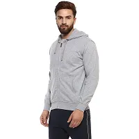 Men's Plain Full Sleeves Regular Fit Cotton Rich Pullover Ziper Hoodie Sweatshirt for Winter wear (Multicolor and Size M=38,L=40,XL=42) (Light Grey, S)-thumb1