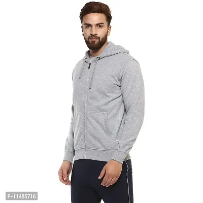 Men's Plain Full Sleeves Regular Fit Cotton Rich Pullover Ziper Hoodie Sweatshirt for Winter wear (Multicolor and Size M=38,L=40,XL=42) (Light Grey, S)-thumb2