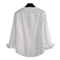 CYCUTA Men's Regular Fit Full Long/Sleeve Cotton Casual wear Mandarin Collar Short Kurta Multicolor Size M=38,L=40,XL42 (L, White)-thumb2