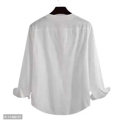 CYCUTA Men's Regular Fit Full Long/Sleeve Cotton Casual wear Mandarin Collar Short Kurta Multicolor Size M=38,L=40,XL42 (L, White)-thumb3