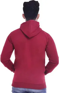 Men's Plain Full Sleeves Regular Fit Cotton Rich Pullover Ziper Hoodie Sweatshirt for Winter wear (Multicolor and Size M=38,L=40,XL=42) (Maroon, M)-thumb2