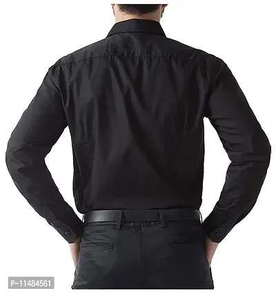 Men's Plain Full Sleeve Shirts for Men for Formal Wear Cotton Shirts,Available Sizes M=38,L=40,XL=42 (S, Black)-thumb3