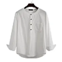 CYCUTA Men's Regular Fit Full Long/Sleeve Cotton Casual wear Mandarin Collar Short Kurta Multicolor Size M=38,L=40,XL42 (L, White)-thumb1