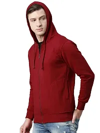 CYCUTA Men's Regular Fit Hooded Neck Cotton Blend Full Sleeve Hoodie Sweatshirt with Zipper Multicolor (XL, Maroon)-thumb1