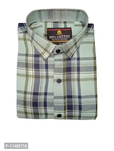 Men's Full Sleeve Check Print Shirts for Men for Formal Wear Cotton Shirts,Available Sizes M=38,L=40,XL=42 (XL, LightGreenChck)