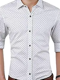 CYCUTA Polka Print Cottton Shirts for Men,Formal Use Shirts for Men, Available Sizes M=38,L=40,XL=42 (White, Large)-thumb3