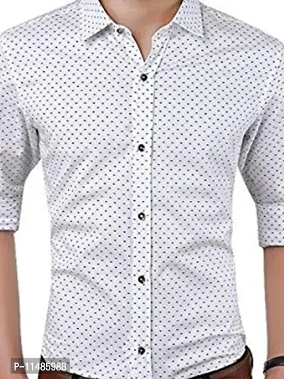 CYCUTA Polka Print Cottton Shirts for Men,Formal Use Shirts for Men, Available Sizes M=38,L=40,XL=42 (White, Large)-thumb4