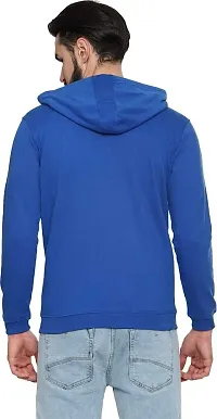 Men's Plain Full Sleeves Regular Fit Cotton Rich Pullover Ziper Hoodie Sweatshirt for Winter wear (Multicolor and Size M=38,L=40,XL=42) (Blue, L)-thumb2