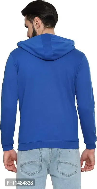 Men's Plain Full Sleeves Regular Fit Cotton Rich Pullover Ziper Hoodie Sweatshirt for Winter wear (Multicolor and Size M=38,L=40,XL=42) (Blue, L)-thumb3