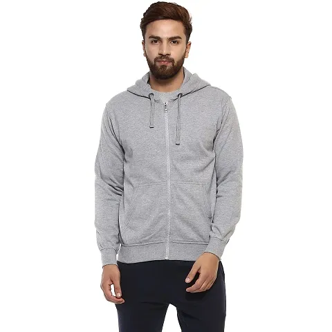 Men's Plain Full Sleeves Regular Fit Cotton Rich Pullover Ziper Hoodie Sweatshirt for Winter wear (Multicolor and Size M=38,L=40,XL=42) (Light Grey, S)