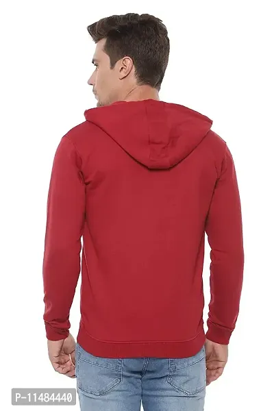 CYCUTA Men's Plain Full Sleeves Regular Fit Cotton Ziper Hoodie Sweatshirt for Winter wear (Multicolor and Size M=38,L=40,XL=42) (Maroon, L)-thumb2