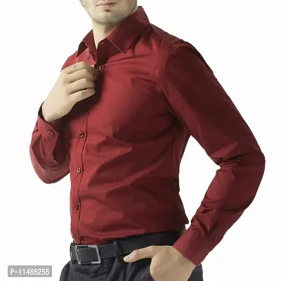 Men's Plain Full Sleeve Shirts for Men for Formal Wear Cotton Shirts,Available Sizes M=38,L=40,XL=42 (M, Maroon)-thumb2