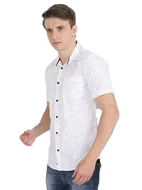 Polka Print Dot Cotton Half Sleeve Formal Wear Cotton Shirts for Men,Available Sizes M=38,L=40,XL=42 (M, White)-thumb1